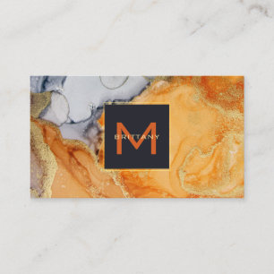 Gold Foil Monogram Amber Grau Schwarz Custom Visitenkarte
