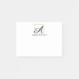 Gold Foil Monogram Moderne Post It Notes Post-it Klebezettel