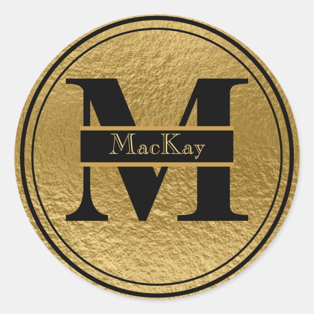 Gold Foil Monogram Scottish MacKay Sticker Siegel (Vorderseite)