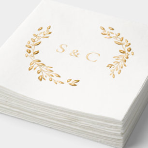 Gold Foil Monogramme Wreath Mariage élégant