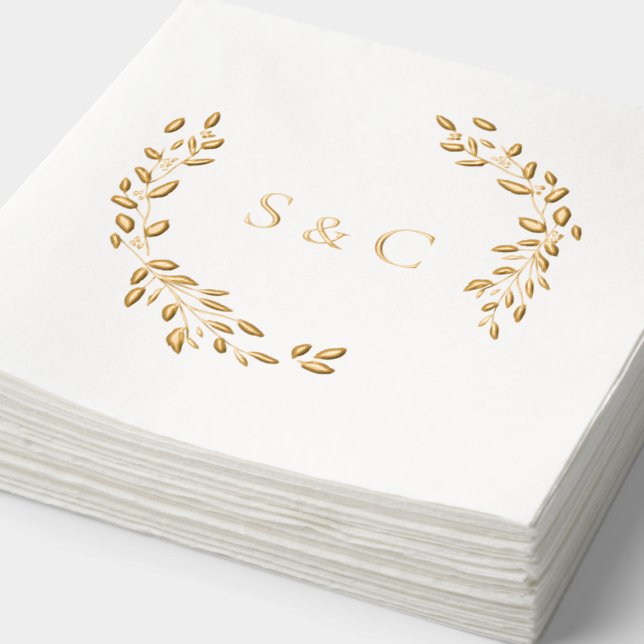 Gold Foil Monogramme Wreath Mariage élégant (Détail)