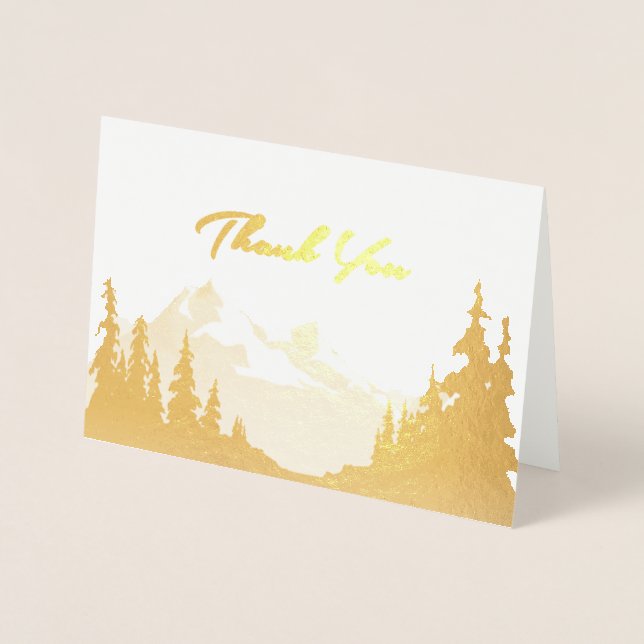 Gold Foil Mountain Hochzeit - Vielen Dank Folienkarte (Vorderseite)