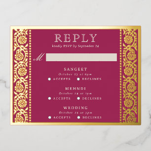 Gold Foil Multi Événement Floral Wedding Carte RSV