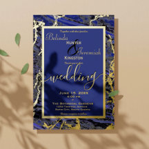 Gold Foil & Navy Blue 5" x 7" Invitations de maria