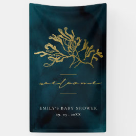 GOLD FOIL NAVY UNDERWASSER SEAWEED BRAUTPARTY BA BANNER