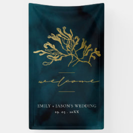 GOLD FOIL NAVY UNTERWASSER MEERESWEED WEDEND WILLK BANNER