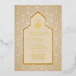 GOLD Foil Nikah Walima Islamische Hochzeit Folieneinladung