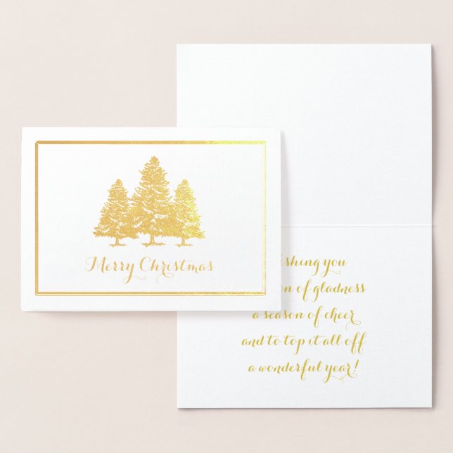Gold Foil Noël Arbres Joyeux Noël Carte (Affichage)
