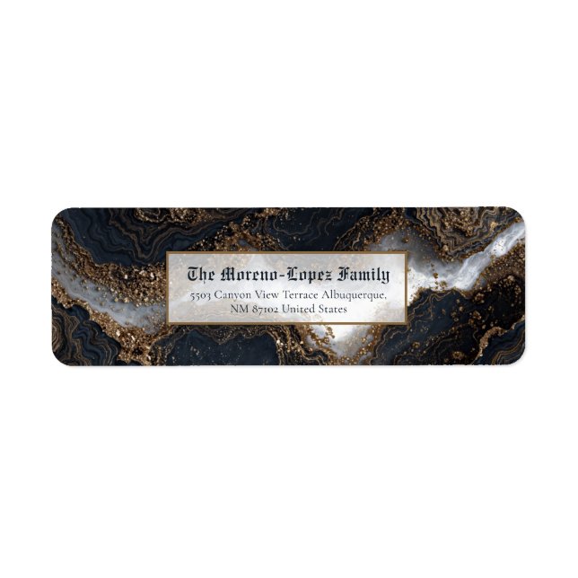 Gold Foil Obsidian Marble Return Address (Vorne)