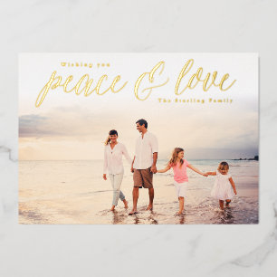 Gold Foil Peace & Love Cartes photos de vacances