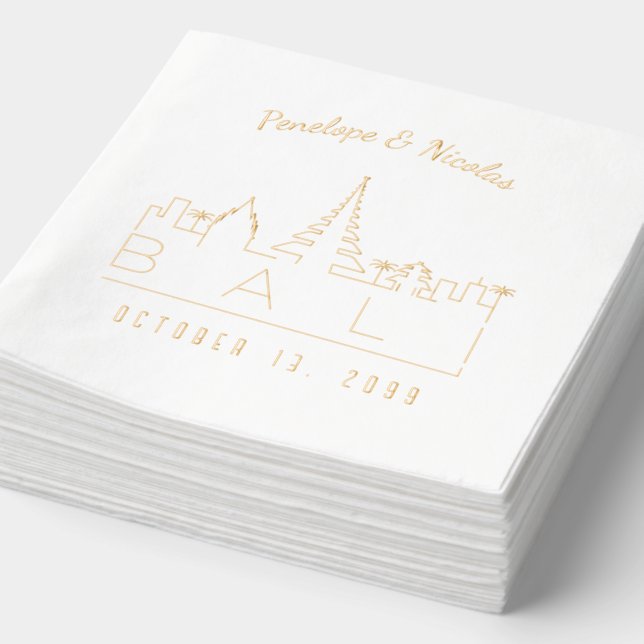 Gold Foil Personalisiert Bali Wedding Napkins Servietten Mit Folie (Ausschnitt)