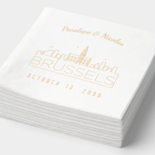 Gold Foil Personalisiert Brussels Wedding Napkins Servietten Mit Folie