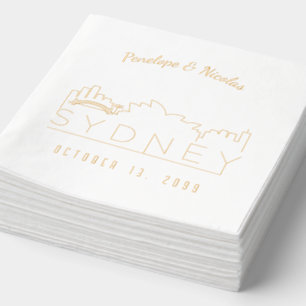 Gold Foil Personalisiert Sydney Wedding Napkins Servietten Mit Folie