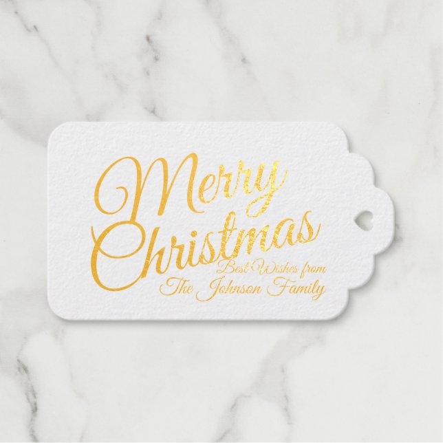 Gold Foil Personalisierte Weihnachtskarte Geschenkanhänger (Vorderseite (Horizontal))