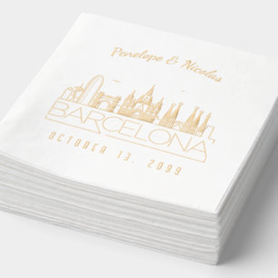 Gold Foil Personnalisé Barcelone Mariage Napkins
