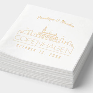 Gold Foil Personnalisé Copenhague Mariage Napkins