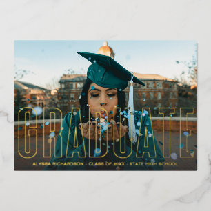 Gold Foil Photo Faire-part diplômé