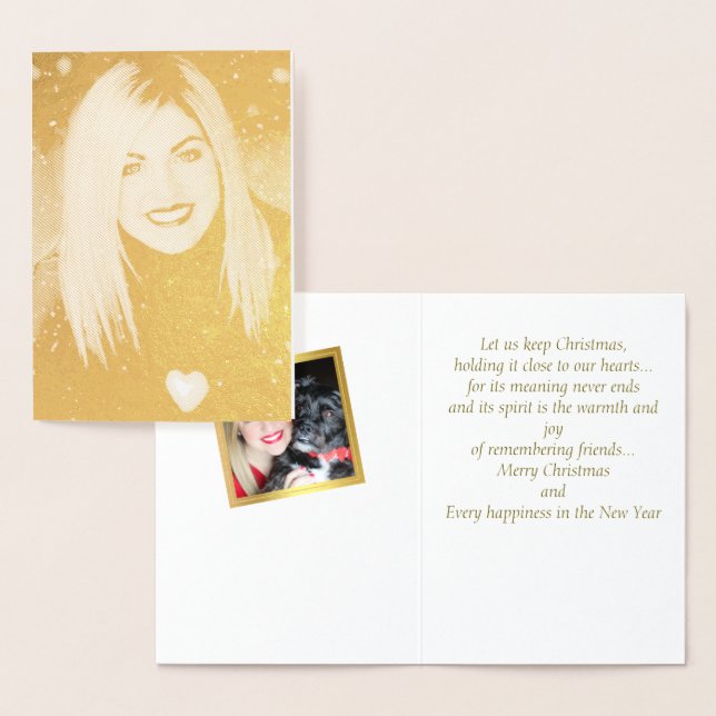 Gold Foil Portrait Foto Weihnachtskarte Folienkarte (Anzeige)