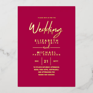 GOLD FOIL Raspberry Jam Modern All-in-1 Wedding Folieneinladung