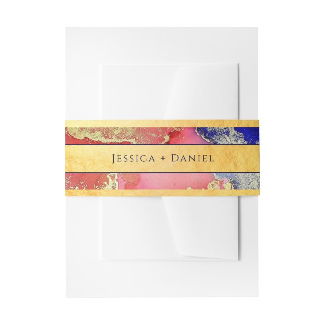 Gold Foil Red Lila Abstrakte Hochzeit Einladungsbanderole (Vorderseite Beispiel)