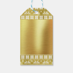 Gold Foil Rentier und Snowflake Pattern Geschenk-T Geschenkanhänger