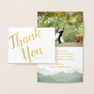 Gold Foil Rustic Pine Mountain Vielen Dank Folienkarte