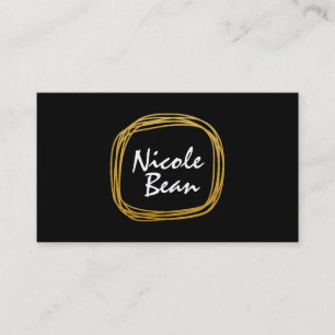 Gold Foil Scribble Circle Modern Business Card Visitenkarte