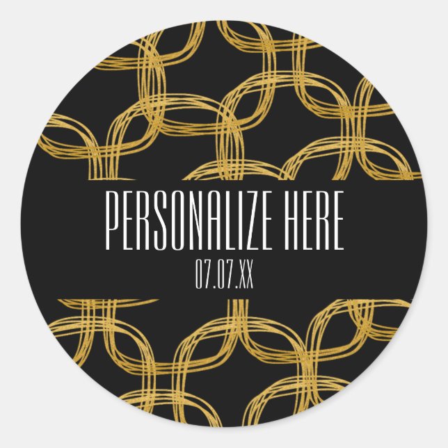 Gold Foil Scribble Circle Modern Glam Stickers (Vorderseite)