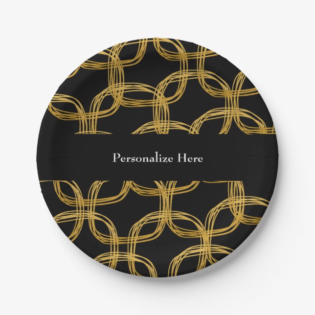 Gold Foil Scribble Circle Modern Party Teller (Vorderseite)