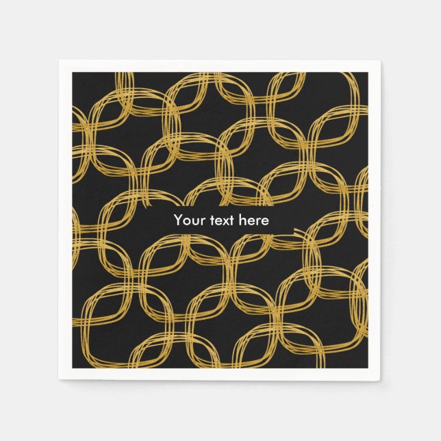 Gold Foil Scribble Circle Modern Wedkins Serviette (Vorderseite)