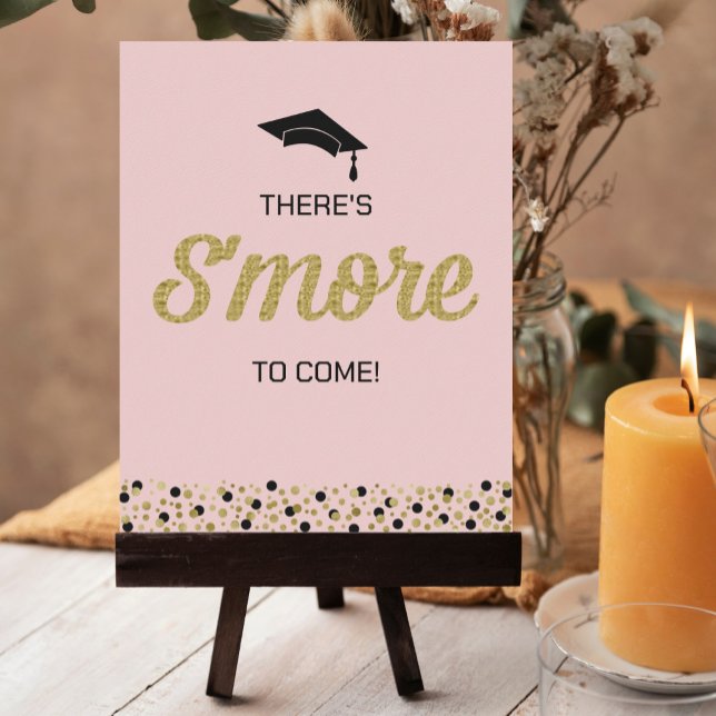 Gold Foil Script S'more Confetti Pink Grad Sign Poster (Von Creator hochgeladen)