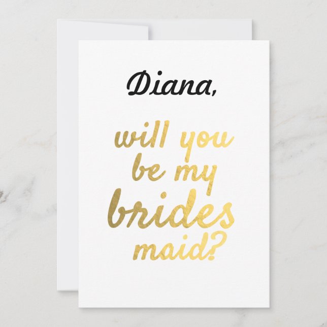 Gold Foil Serez-Vous Mon Invitation De Femme D'Acc (Devant)