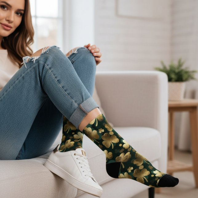 Gold Foil Shamrock Pattern St. Patrick's Day Socken (Von Creator hochgeladen)
