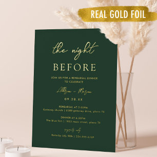 Gold Foil Smaragd Grün die Nacht vor dem Abendesse Folieneinladung