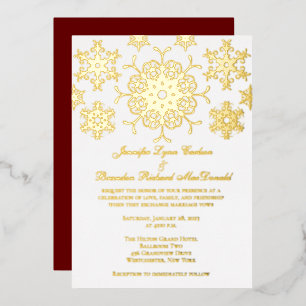 Gold Foil Snowflakes Invitation de mariage