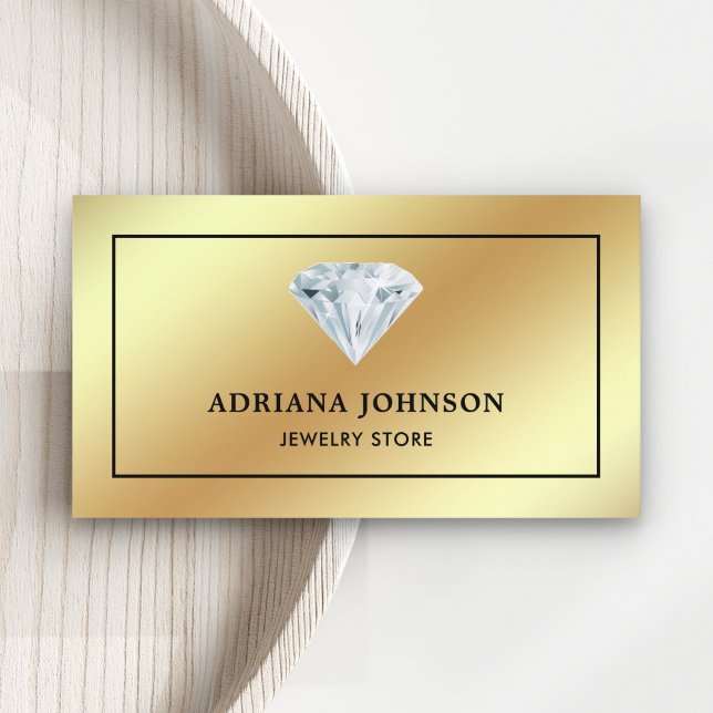 Gold Foil Solitaire Diamond Juwelier Schmuckgeschä Visitenkarte (Von Creator hochgeladen)