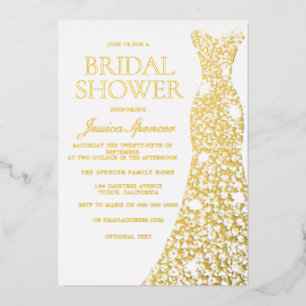 Gold Foil Sparkle Dress Wedding Brautparty Folieneinladung