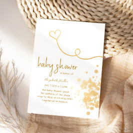 Gold Foil Splash Simple Boy Girl Baby Shower Einladung