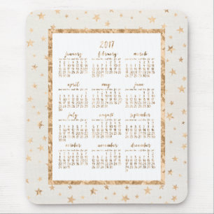 Gold Foil Stars Kalender 2017 Mouse Pads Creme Mousepad