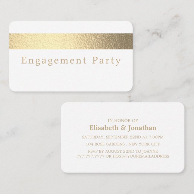 Gold Foil Strip, Engagement Party Ticket Einladung (Vorne/Hinten)