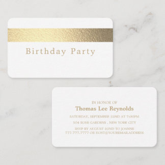 Gold Foil Strip, Weiß, Geburtstagsparty Ticket
