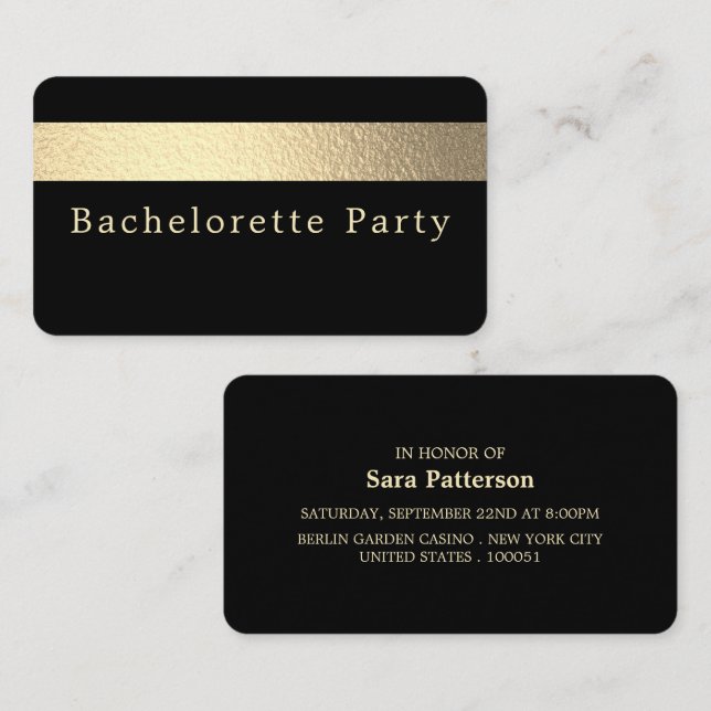 Gold Foil Stripe, Bachelorette Party Invitation de (Devant / Derrière)