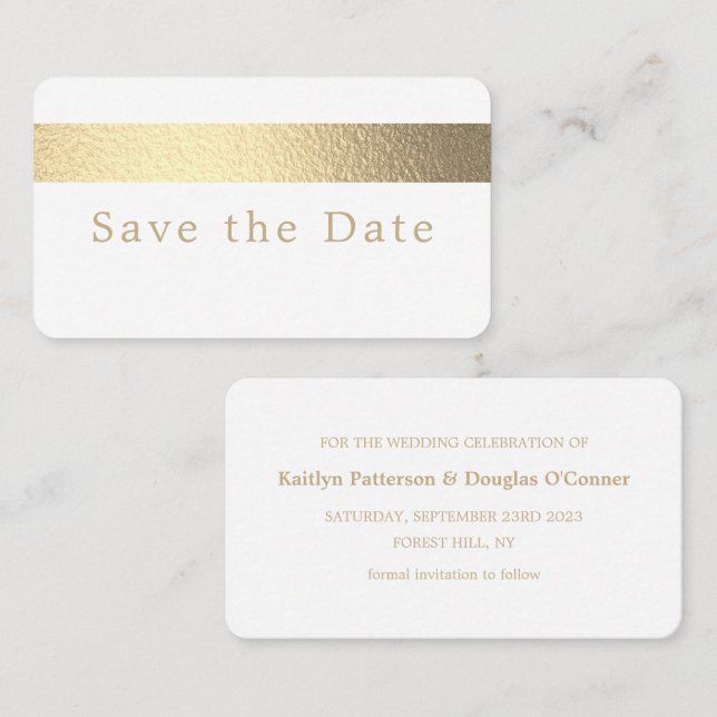 Gold Foil Stripe, Enregistrer La Carte Date (Devant / Derrière)