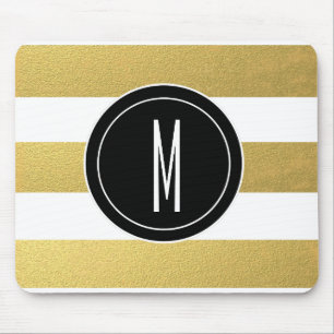 GOLD FOIL STRIPES SCHWARZMONOGRAMM MOUSEPAD