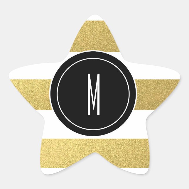 GOLD FOIL STRIPES | SCHWARZMONOGRAMM  Stern-Aufkleber (Vorderseite)