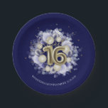 Gold Foil Sweet 16 Bday Balloons Party Royal Blue Pappteller<br><div class="desc">Lass deinen Freunden, ihre Kalender für deinen besonderen Tag mit diesen schönen staubblauen Sweet 16 Papier-Tellern zu markieren. Jede Papiertafel zeichnet sich durch ein festliches Design mit schönen Ballons aus, die perfekt für einen Tag voller Spaß und Feiern geeignet sind. Egal, ob Sie eine große Ballsaal-Gala oder eine intimere Ansammlung...</div>