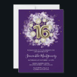 Gold Foil Sweet 16 Birthday Balloons Party Lila Einladung<br><div class="desc">Lass deinen Freunden, ihre Kalender für deinen besonderen Tag mit diesen schönen staubblauen Sweet 16 Einladungen zu markieren. Jede Einladung bietet ein festliches Design mit schönen Ballons, die perfekt geeignet sind, um die Stimmung für einen Tag des Vergnügens und der Feier. Egal ob Sie eine große Ballsaal-Gala oder eine intimere...</div>