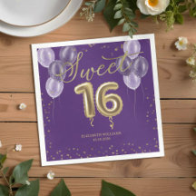 Gold Foil Sweet 16 Birthday Balloons Party Lila