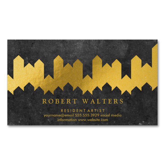 Gold Foil Textur | Lux Formen | Verspätung Magnetische Visitenkarte (Vorderseite)