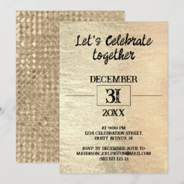 Gold Foil Texture New Year's Party Einladung